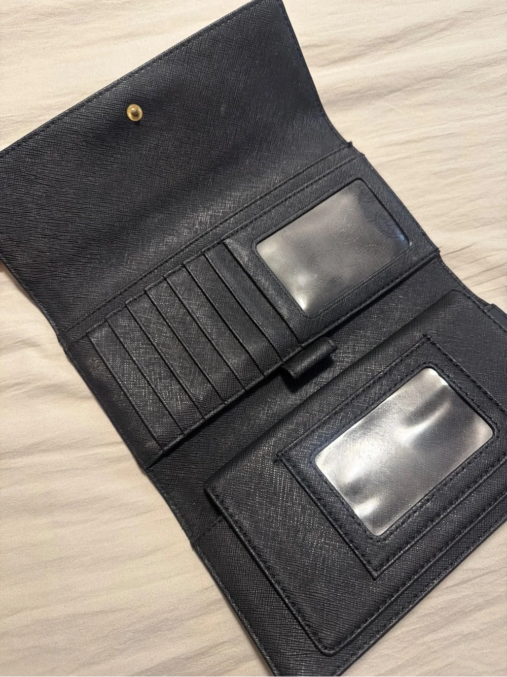 Michael Kors Jet Set Travel Black Large Trifold Wallet